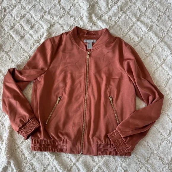 H&M Women's Satin Bomber Jacket Size 8 - Picture 1 of 5